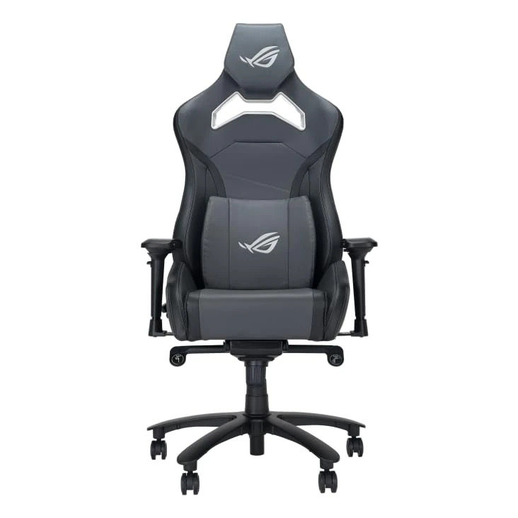 Asus ROG Chariot X Core (Wide) Gaming Chair, Racing-Car Style, Premium PU Leather, Memory-Foam Lumbar, 4D Armrests, 155° Recline, Tilt & Class 4 Gas Lift, Grey