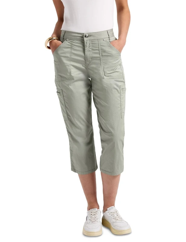 Street One Women's 3/4 Satin Trousers with Pockets, Pastel Green, 18
