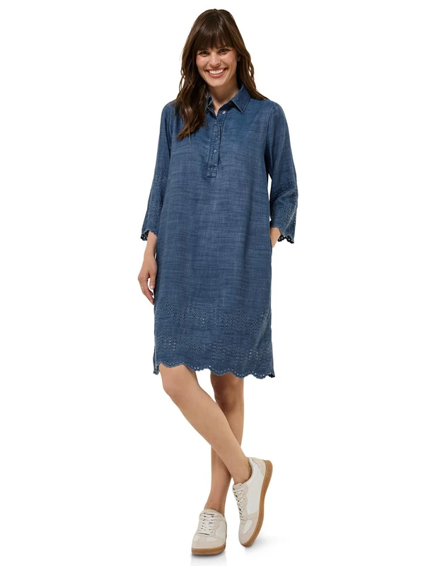 Cecil Women's Lyocell Dress with Embroidery, Mid Blue Wash, M