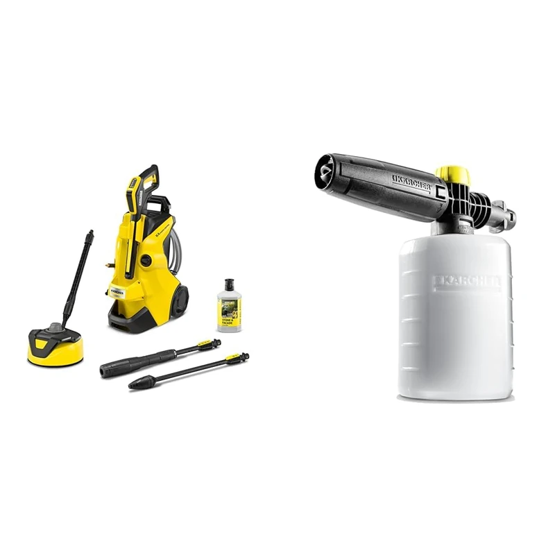 Bundle of Kärcher K 4 Power Control Flex Home Pressure Washer, Pressure: max. 130 bar, Flow Rate: 420 l/h, Area: 30 m²/h, Water Filter + Kärcher FJ6 Foam Nozzle - Pressure Washer Accessory,Multi,0.6L