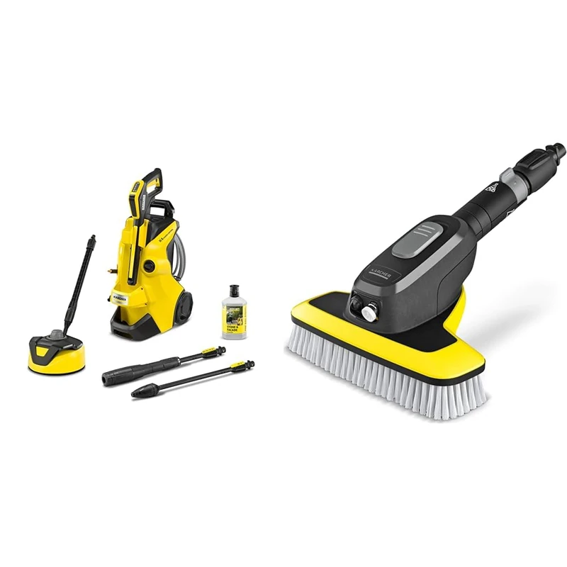Bundle of Kärcher K 4 Power Control Flex Home Pressure Washer, Pressure: max. 130 bar, Flow Rate: 420 l/h, Area: 30 m²/h, Water Filter + Kärcher WB 7 Plus 3-in-1 Corded Electric Wash Brush, 3 Function
