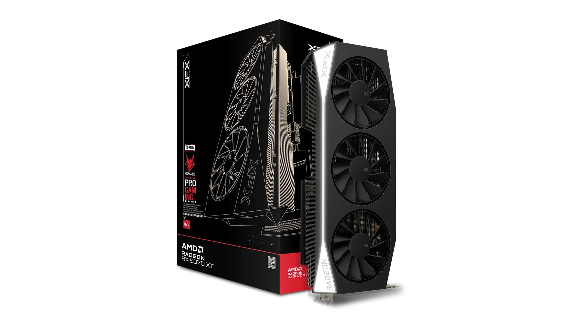 XFX Mercury AMD Radeon RX 9070XT Gaming Edition with 16GB GDDR6, HDMI 3xDP, AMD RDNA™ 4 (RX-97TMERCBA)