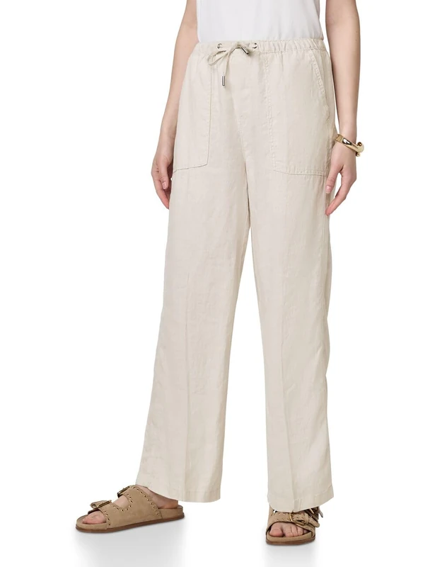 Street One Studio Women's Straight Leg Linen Trousers, Moonstone Sand, 10 - Image 1