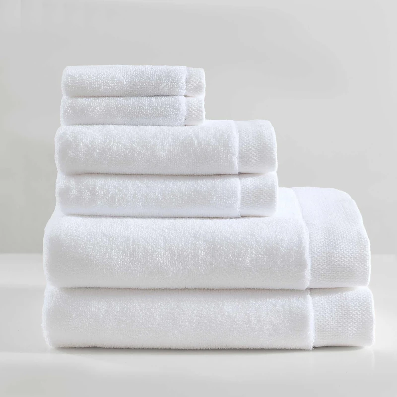 Calvin Klein - Bath Towel Set, Soft and Absorbent Cotton, Zero Twist Construction, Oeko-Tex Certified (Entwine Solid White, 6 Pieces)