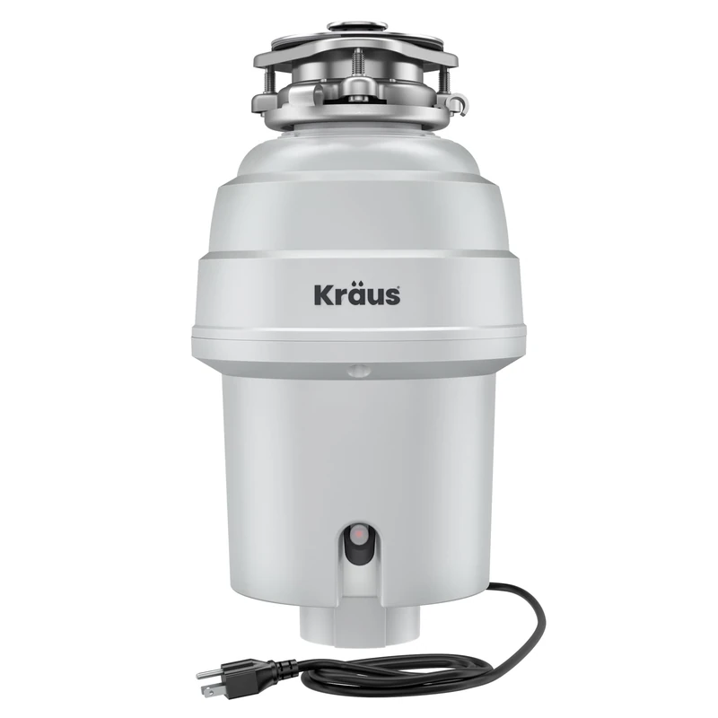Kraus WasteGuard 1 HP Continuous Feed Garbage Disposal with Ultra-Quiet Motor for Kitchen Sink with Power Cord and Flange Included, KWD201-100MCG