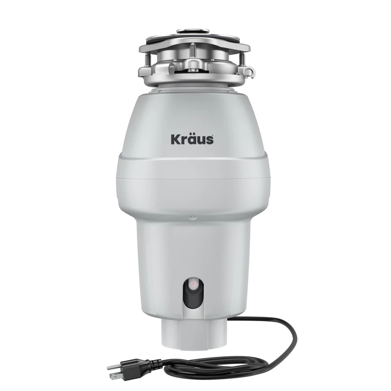 Kraus WasteGuard 1/2 HP Continuous Feed Garbage Disposal with Ultra-Quiet Motor for Kitchen Sink with Power Cord and Flange Included, KWD201-50MCG