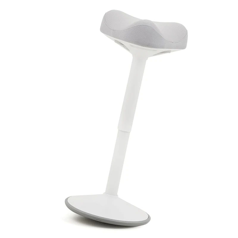 Dynamic Rocking Stool, Improve Posture, Curved Non-Slip Base, Padded Comfort Seat Saddle Shape, Adjustable Height, Sit-Standing, Office Work, Home, Drawing - White-Grey - Image 1