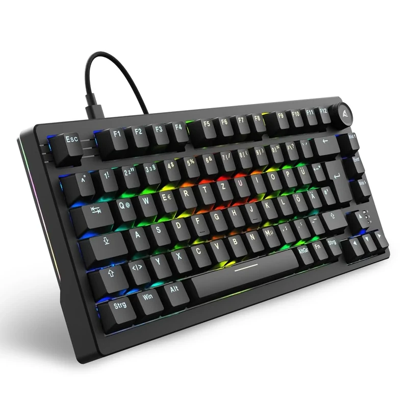 Sharkoon Skiller SGK25 RGB Gaming Keyboard, 75% Layout, Hot Swap, Huano RED Lubricated Switches, Black