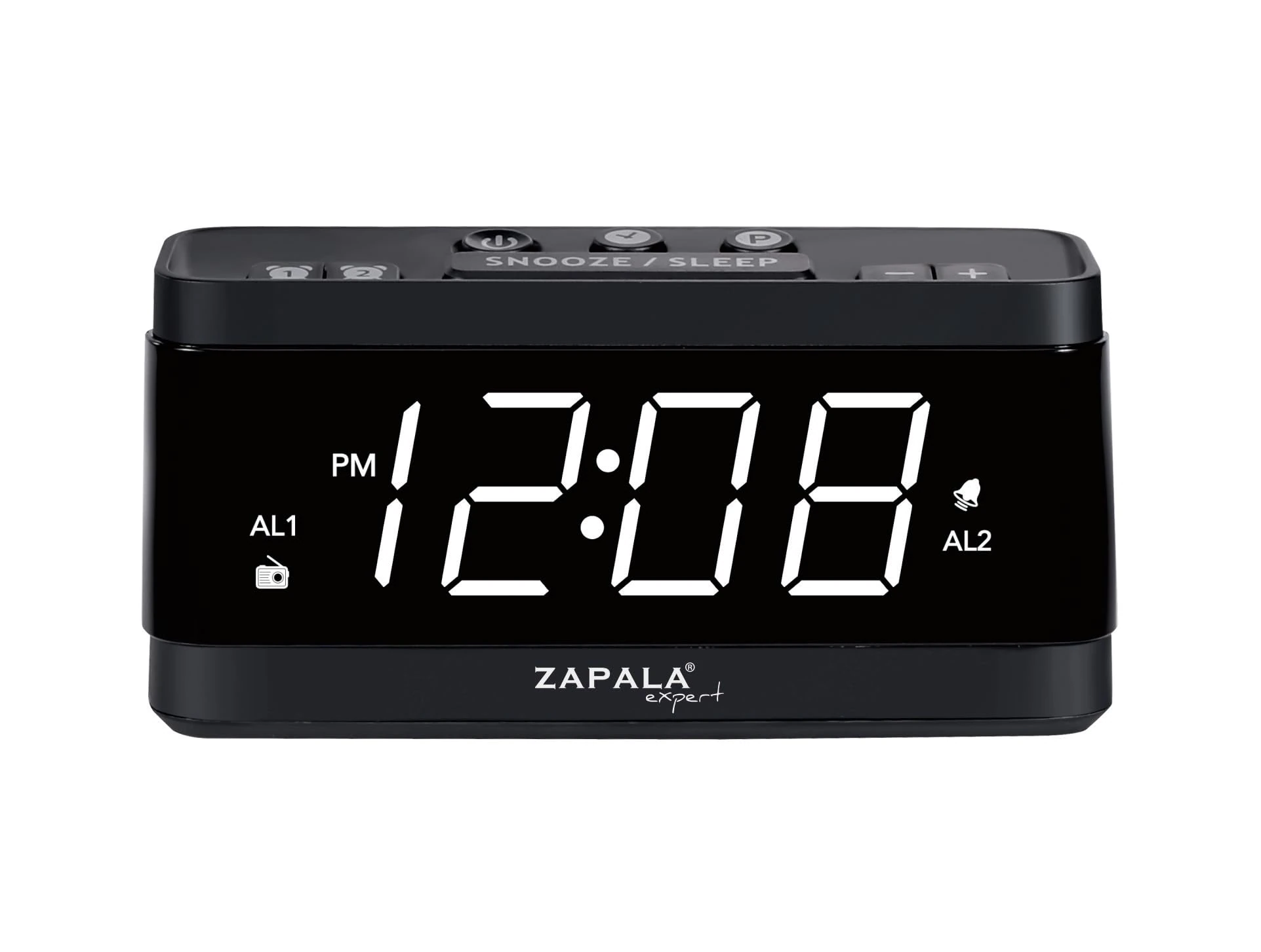 ZAPALA Expert Alarm Clock Radio, 2 Alarms Large LED Display Digital FM Clock Radio with USB Charging Port, Adjustable Volume & Dimmer, Snooze for Deep Sleepers Kids