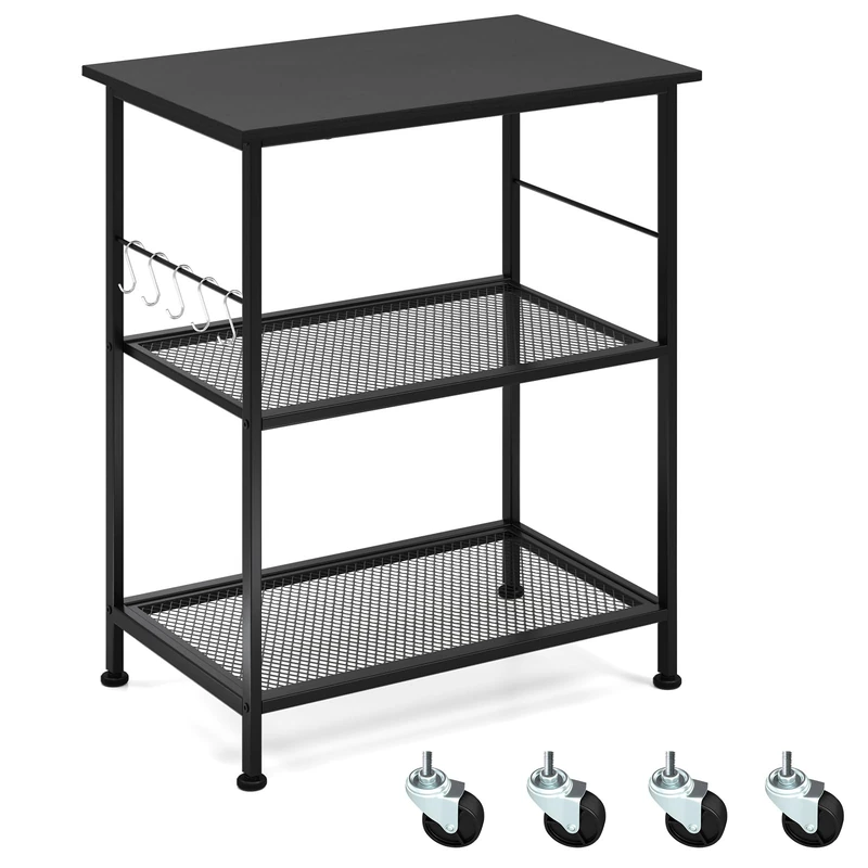GiantexUK Kitchen Baker's Rack (Black, Lower Mesh Shelves)