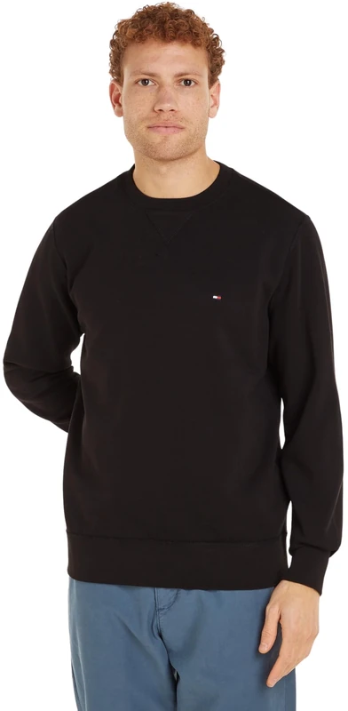 Tommy Hilfiger Men's Essential Terry Crewneck MW0MW37237, BLACK, XXL