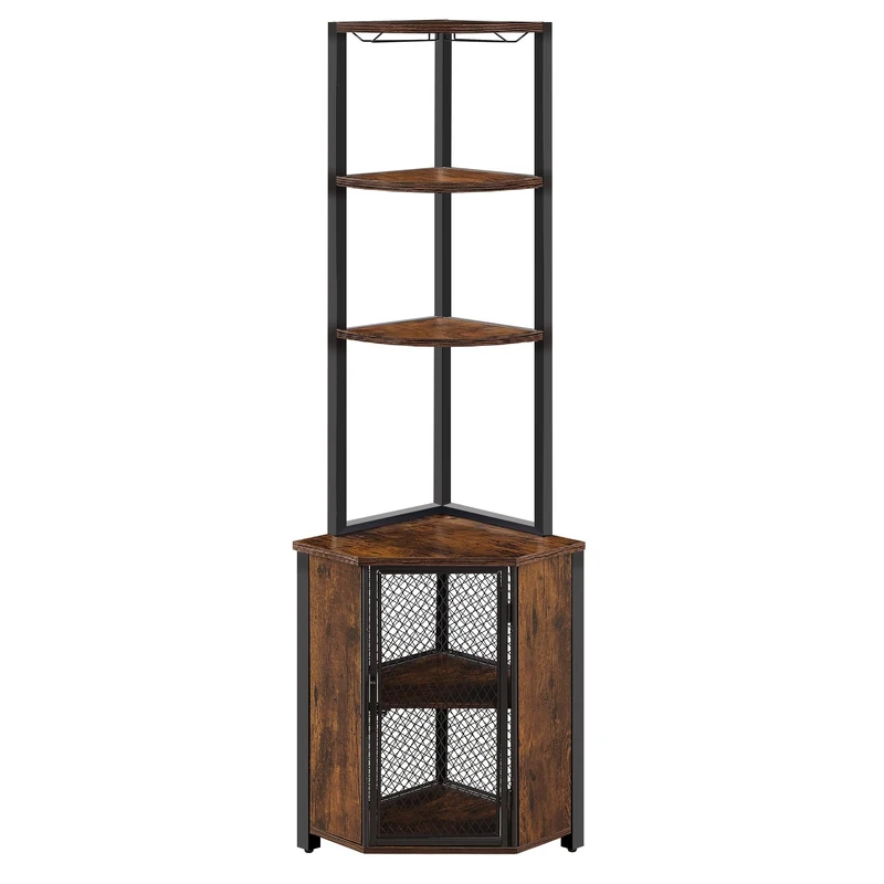 VECELO 6 Tier Corner Shelf Unit, Free Standing Storage Shelves Industrial Display Storage Cabinet, Bookshelf for Living Room, Bedroom, Kitchen, Balcony or Office