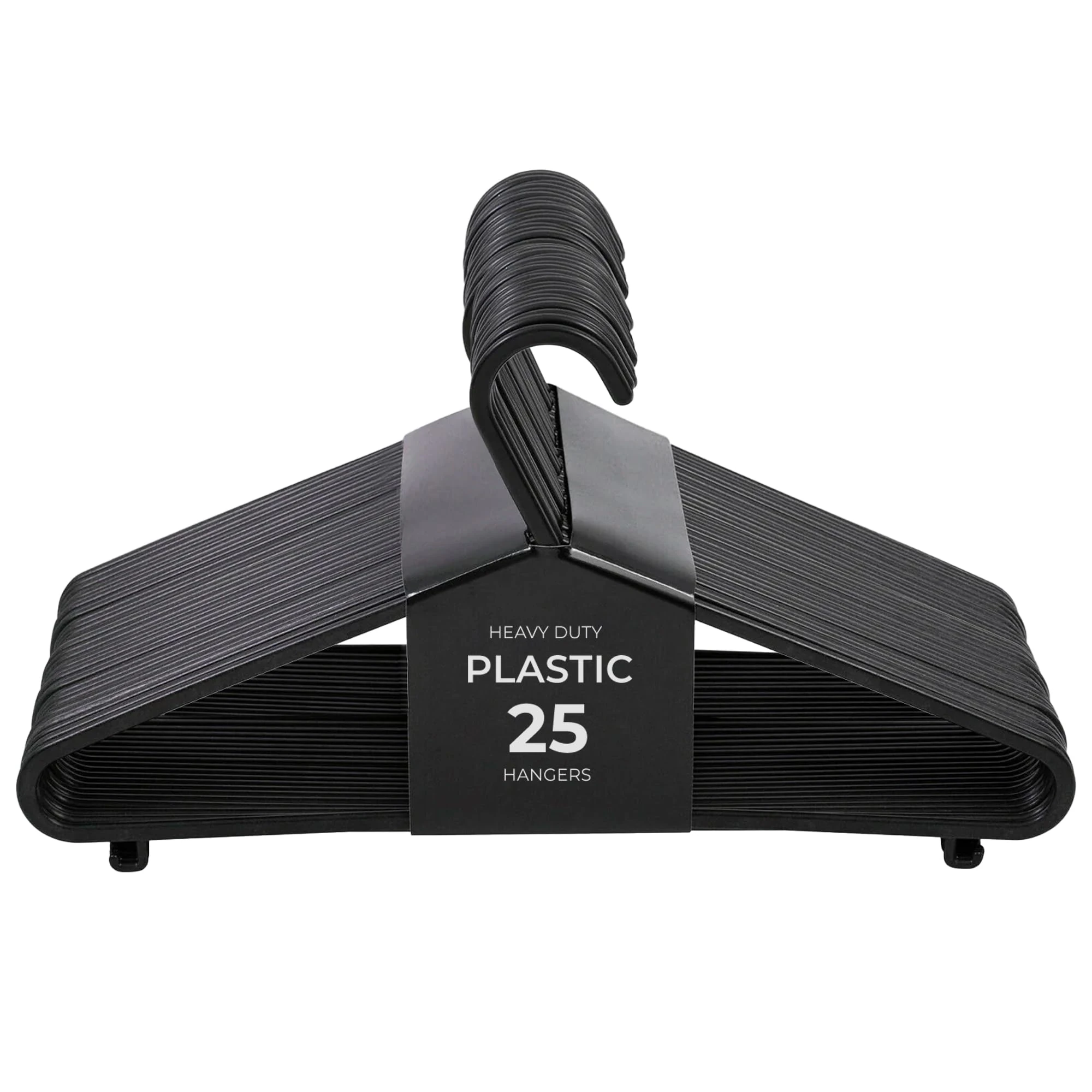 Roe Tenpo Coat Hangers, 25 Pack, Black | Adult Plastic Clothes Hangers for Clothes | Durable & Lightweight | Non-Slip, Space-Saving Design for Shirts, Jackets, Trousers & More (25 Pack)