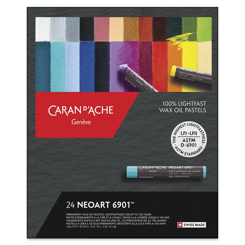 CARAN D'ACHE Neopastel Set of 24 Colours, Oil Pastels in Metal Case, Artist Pastels, Swiss Made - Image 1