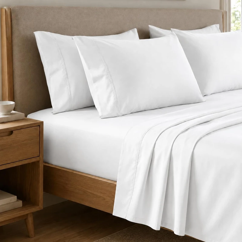 PETTI Artigiani Italiani - White Cotton Percale Double Bed Sheet Set, 3-Piece Bedding Set, 100% Made in Italy - Image 1