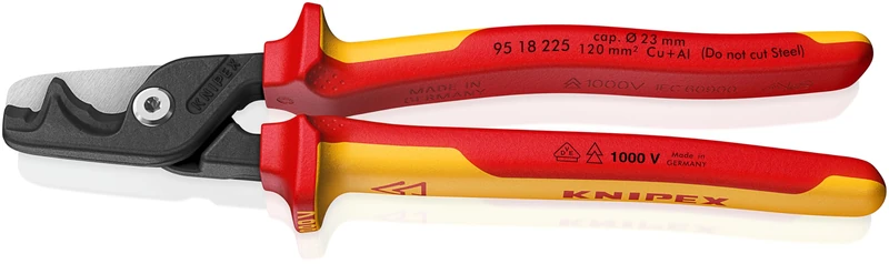 KNIPEX StepCut XL Cable Shears with Step Cut Insulating Multi-Component Handle, VDE-Tested 225 mm, 95 18 225 SB