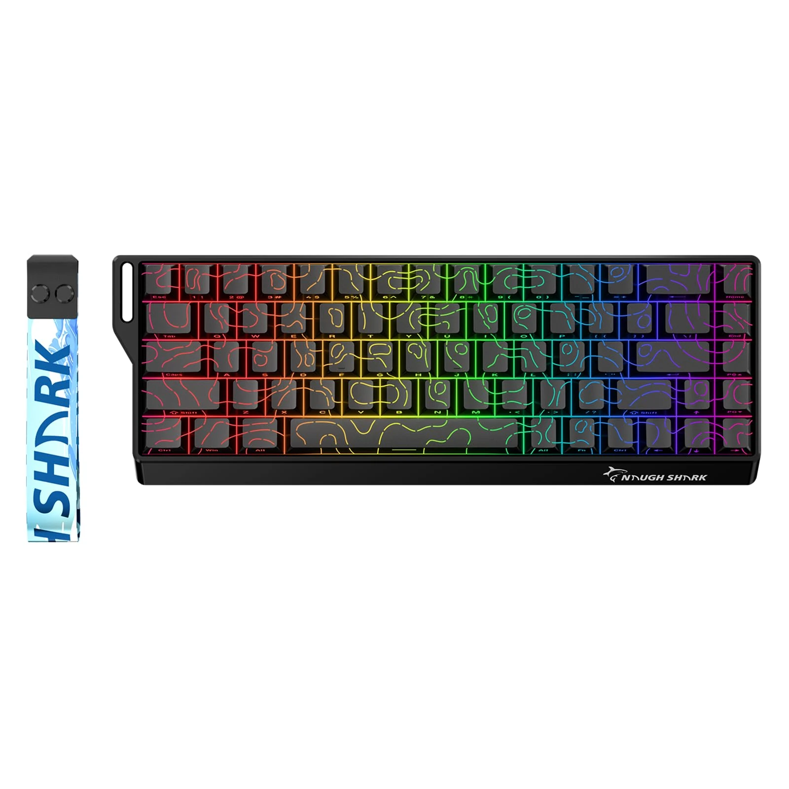 GK GAMAKAY x NaughShark NS68 Rapid Trigger Wired Gaming Keyboard, 65% Hall Effect Mechanical Keyboard, 8KHz Polling Rate 0.01mm RT, Snap Tap, Outemu Peach Crystal Magnetic Switch (Black-Side Printed)