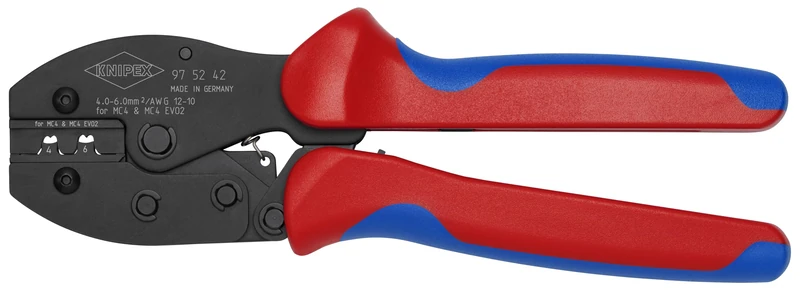 KNIPEX PreciForce Crimping Pliers for MC4/MC4 EVO 2 connectors with Non-Slip Plastic Grips 220 mm, 97 52 42 SB