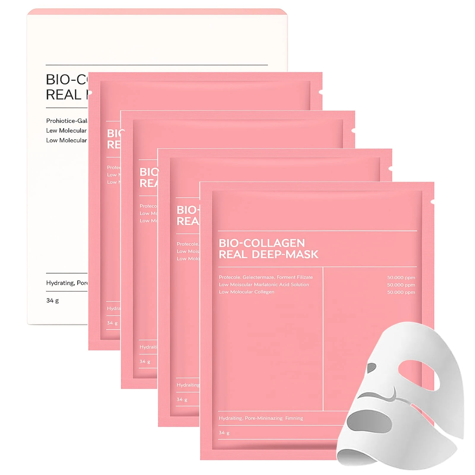 Collagen Face Mask, 4Pcs Bio Collagen Sleeping Mask, Overnight Hydration for Dry Skin, Deep Moisturising Anti-Aging Face Mask For Wrinkle Reduction, Skin Elasticity