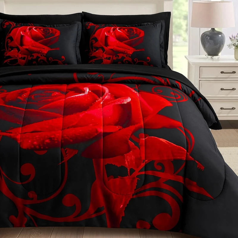 WONGS BEDDING Rose Comforter Set Full