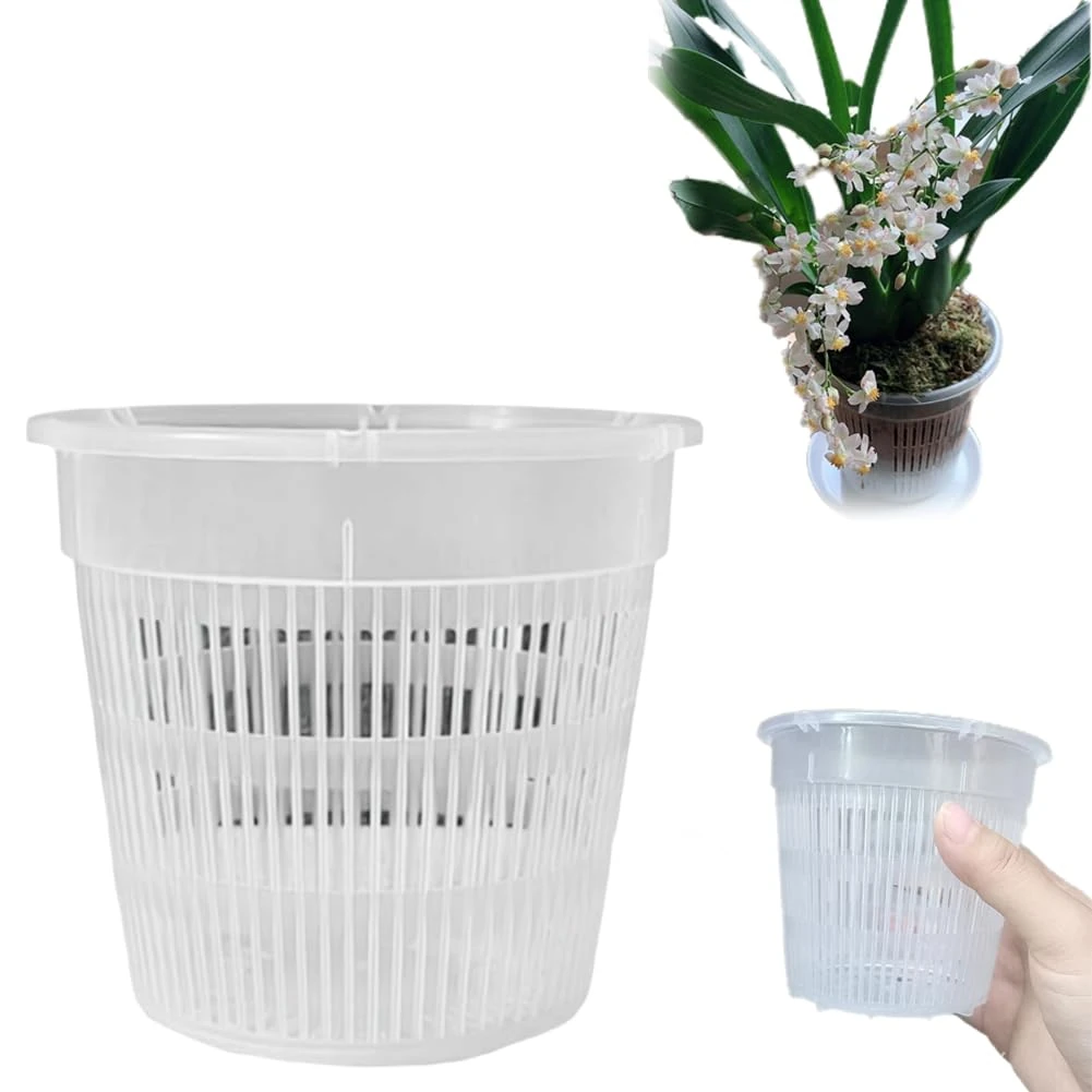Clear Orchid Pot,Plastic Plant Pots with Drainage Hole and Tray,Breathable Flower Plant Pot,House Plant Pots Nursery Pots for Orchid Repotting Kit,Plastic Plant Pot Nursery Pots for Orchids,Succulents