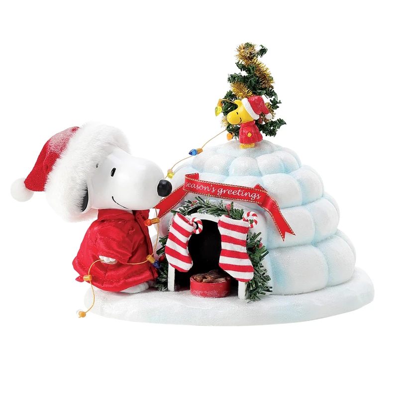 Department 56 Peanuts Snoopy and Woodstock Puffer Igloo Figurine