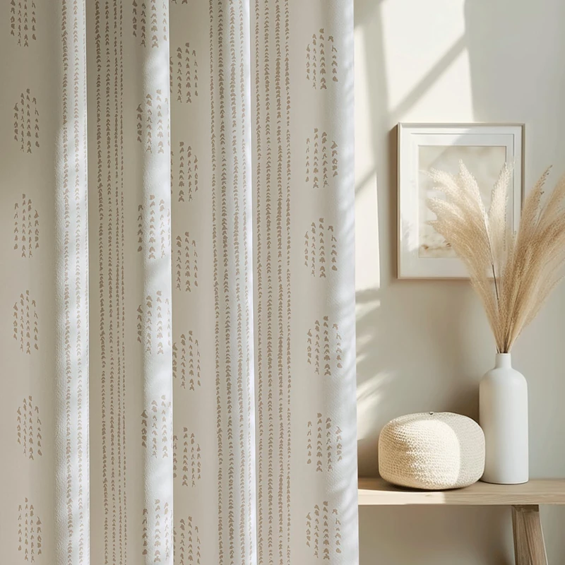 ugoutry 100% Taupe Boho Blackout Curtains 96 Inch Rustic Grommet 2 Panels