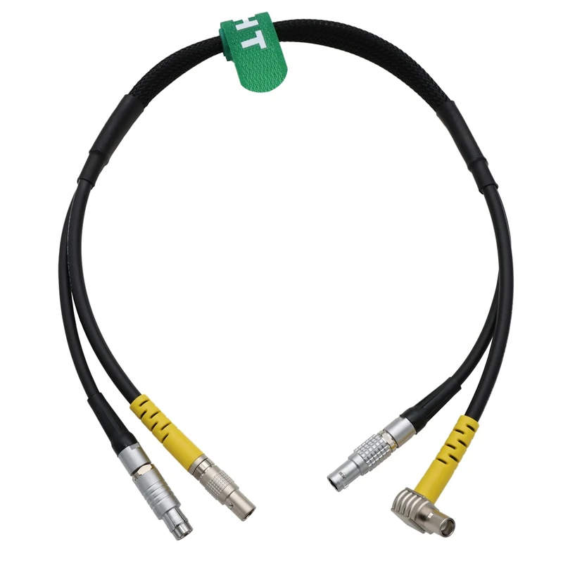 HangTon CCM-1 Monitor VF Power Cable for ARRI ALEXA 35, ALEXA Mini LF Camera, CoaXpress 90-degree to Straight, 2-pin to 3-pin Female, 20"