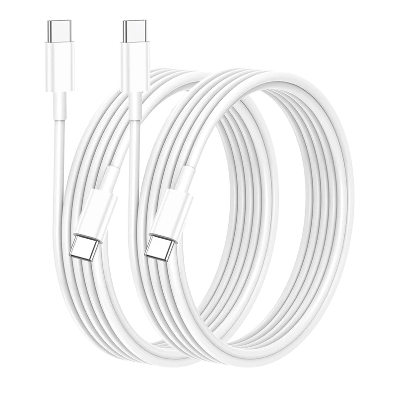 USB C to USB C Charger Cable for iPhone 15/16/17 Fast Charging, 60W Type C Charging Fast Charging Cable for iPhone17/16/15 Pro Max, iPad Pro/Air/Mini, Samsung, Pixel (White, 1M, 2PCS)