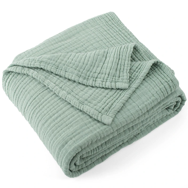Carriediosa 100% Cotton Muslin Throw Blanket 90 x 90 Summer Gauze for Adult