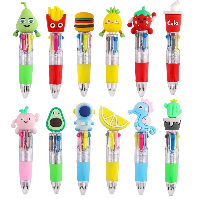 ZALAON 12 PCS Multi-Coloured Pens Set, Mini Retractable Fun Pens for Kids, Novelty Pens for Party Bag Fillers & School Class Gifts.