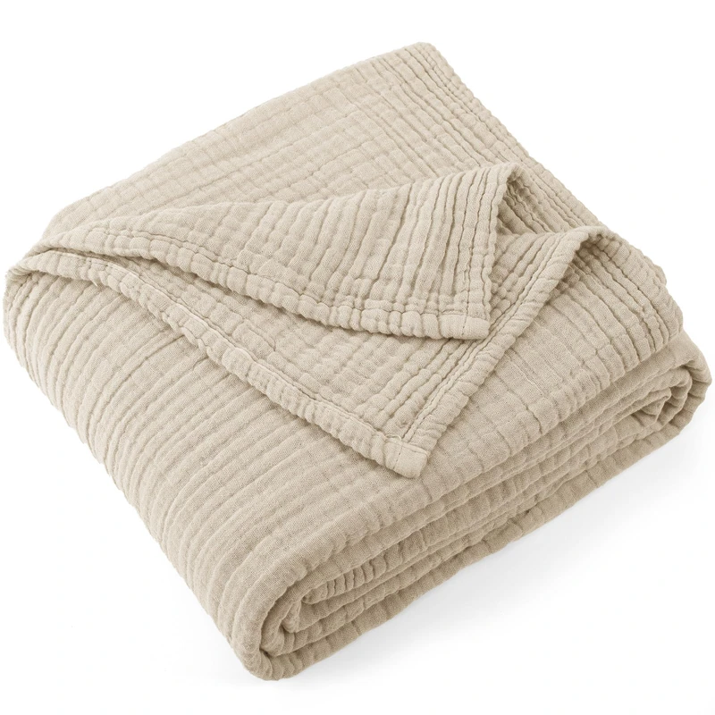 Carriediosa 100% Cotton Muslin Throw Blanket 90 x 90 Summer Gauze for Adult