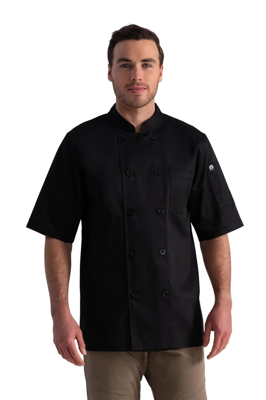 Chef Works Unisex Volnay Chef Coat, Black, Medium, Black, Medium