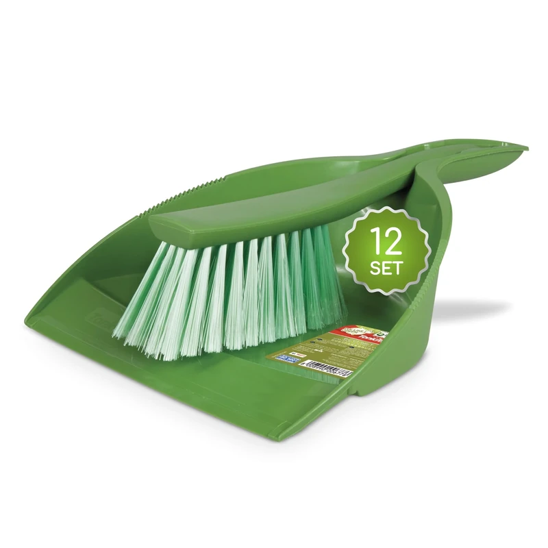 Tonkita Brush and Dustpan, Recycled PET, Green, 12 Set