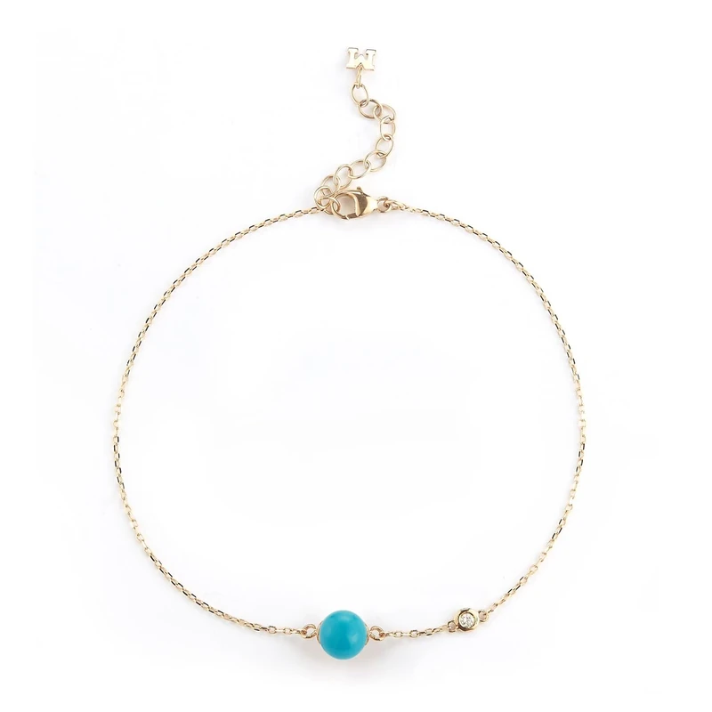 MATEO New York, Turquoise and diamond dot chain bracelet