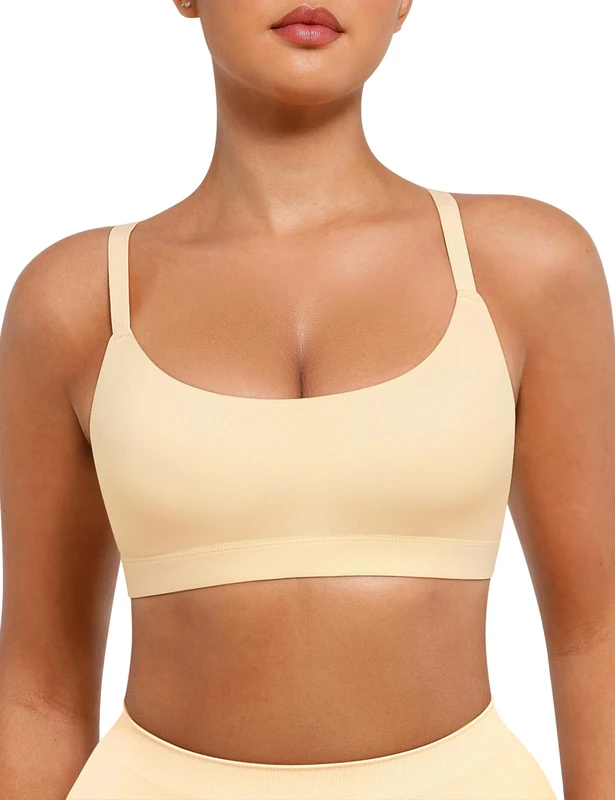 FeelinGirl Comfort Bras for Women No Underwire Unpadded Wireless Bralettes for Women Buttery Soft Everyday Bras Light Beige S