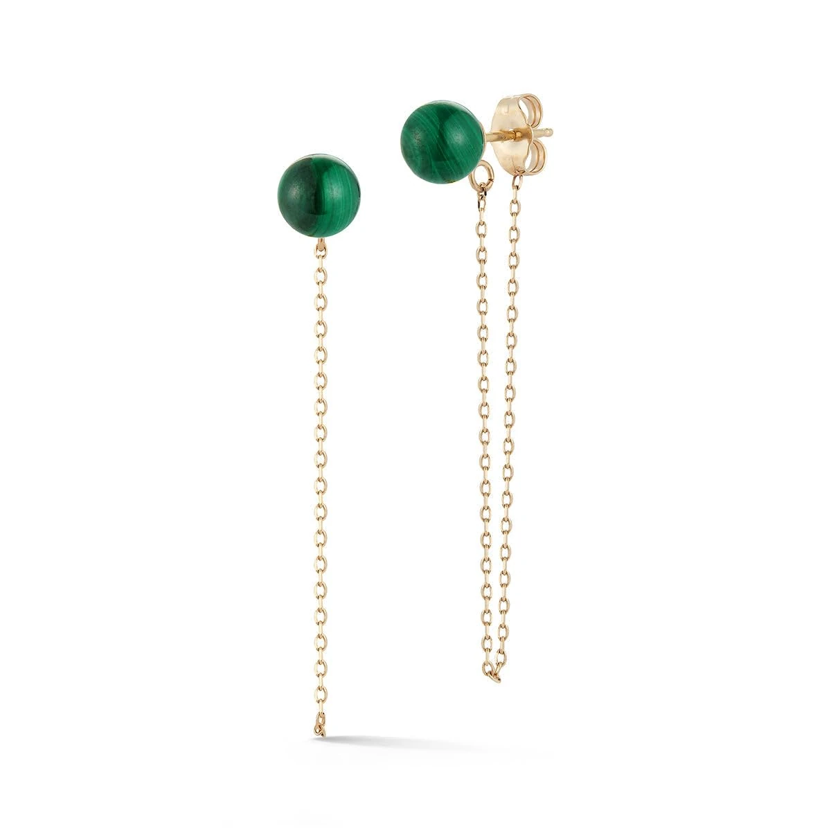 Mateo New York. Malachite Stud with Chain drop earring