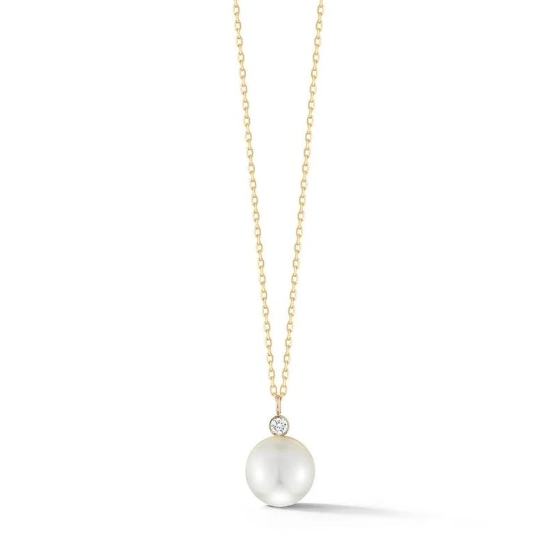 MATEO New York, Pearl and diamond dot necklace