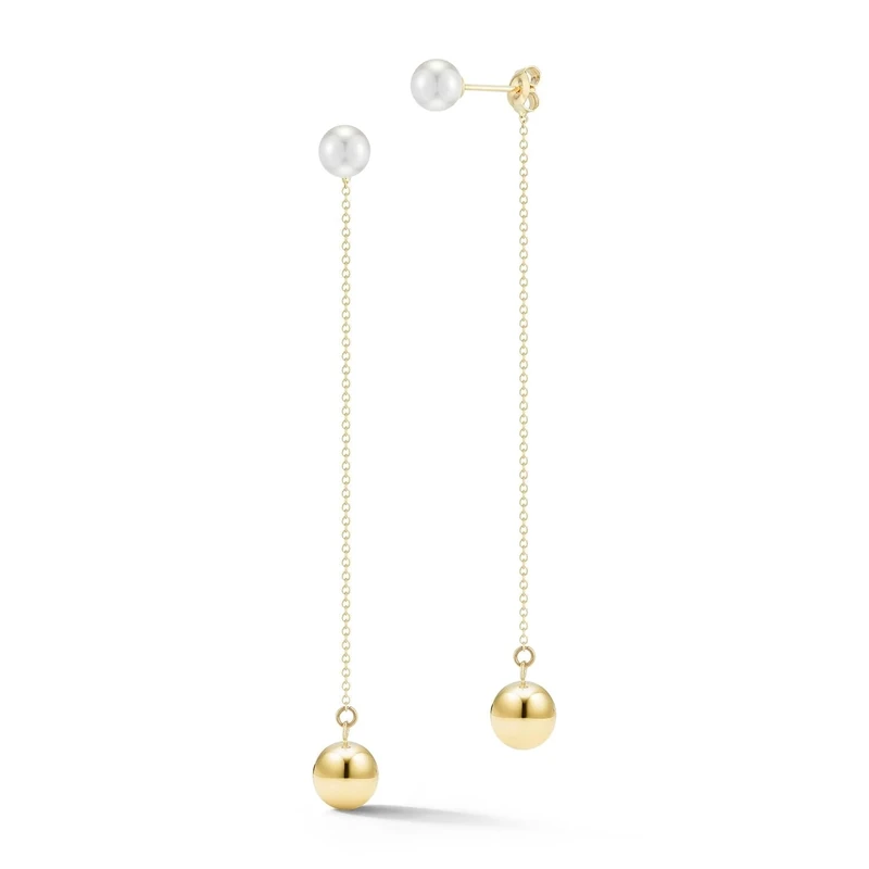 Mateo New York. 14K Gold & Pearl Ball Drop Earring