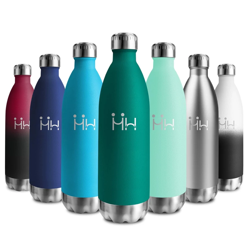 1L Stainless Steel Water Bottle, Double Walled Thermal Bottle, BPA-Free, Leak-Proof, Leak-Proof, Ideal Water Bottle for Adults, School, Office, Sports, Hiking, Travel, Camping