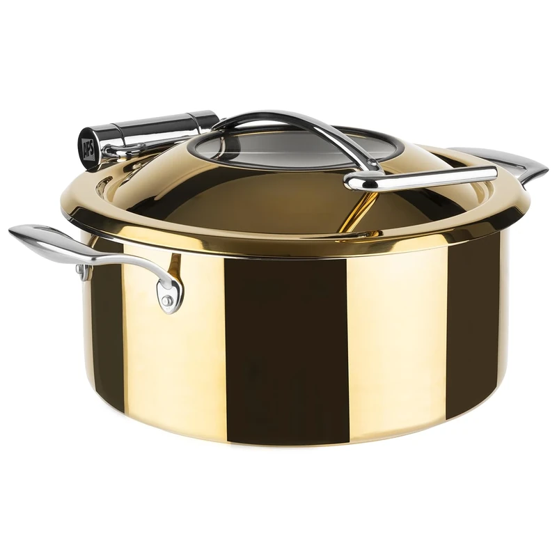 APS 12343 Chafing Dish Orbit 4-Piece Set Diameter 30.5 cm Height 17.5 cm 18/8 Stainless Steel Gold Look