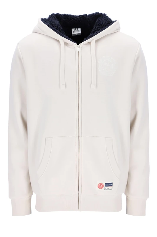Russell Athletic ATH Men's Zip Through Hoody with S Long Shirt (Pack of 1) White Sand