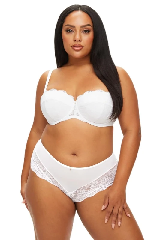 Ann Summers Bridal Sexy Lace Padded Balcony Bra, Fuller Bust DD+, A-G Cup, Curve-Enhancing Womens Underwear with Push-Up Cups, Underwire Support & Removable Pads White - Womens Lingerie