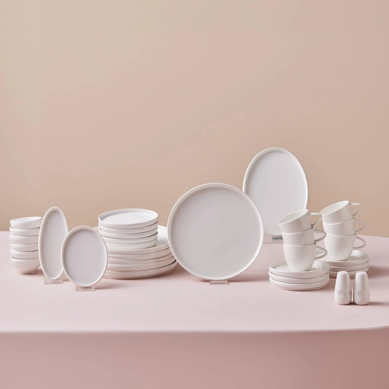 KARACA Stream Bone Sunset 34-Piece Breakfast Set – Elegant Bone China Tableware with Warm Sunset Tones