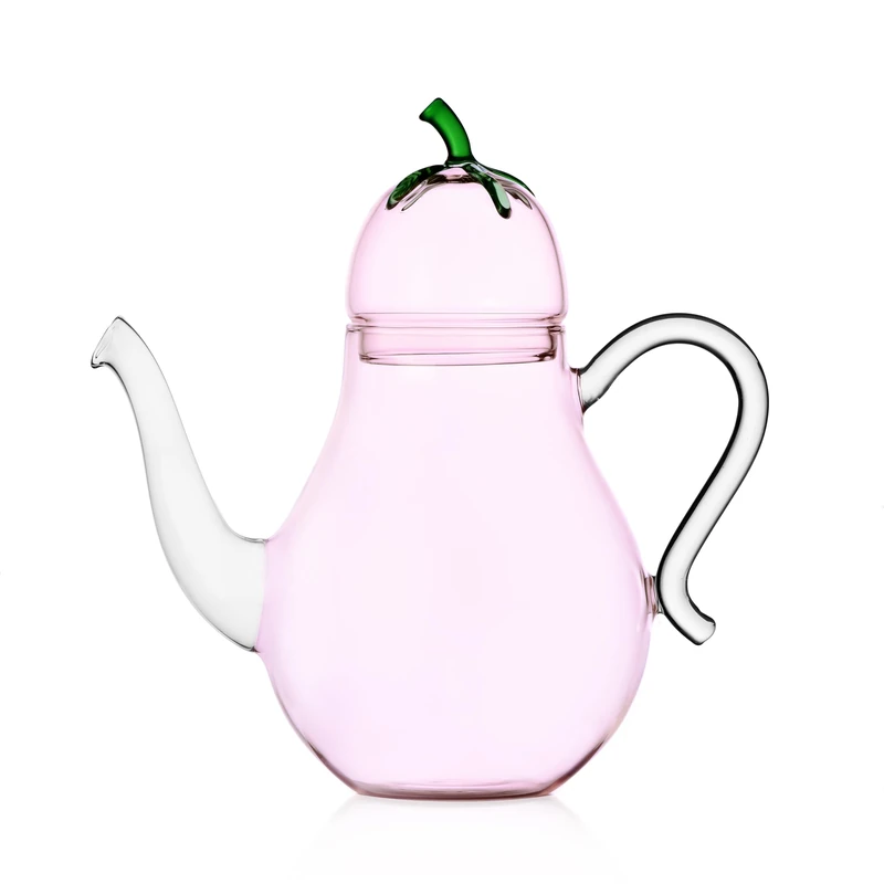 Ichendorf Milano Eggplant Teapot/Coffee Maker, Vegetables Collection, H 22 cm, Borosilicate Glass, Handmade