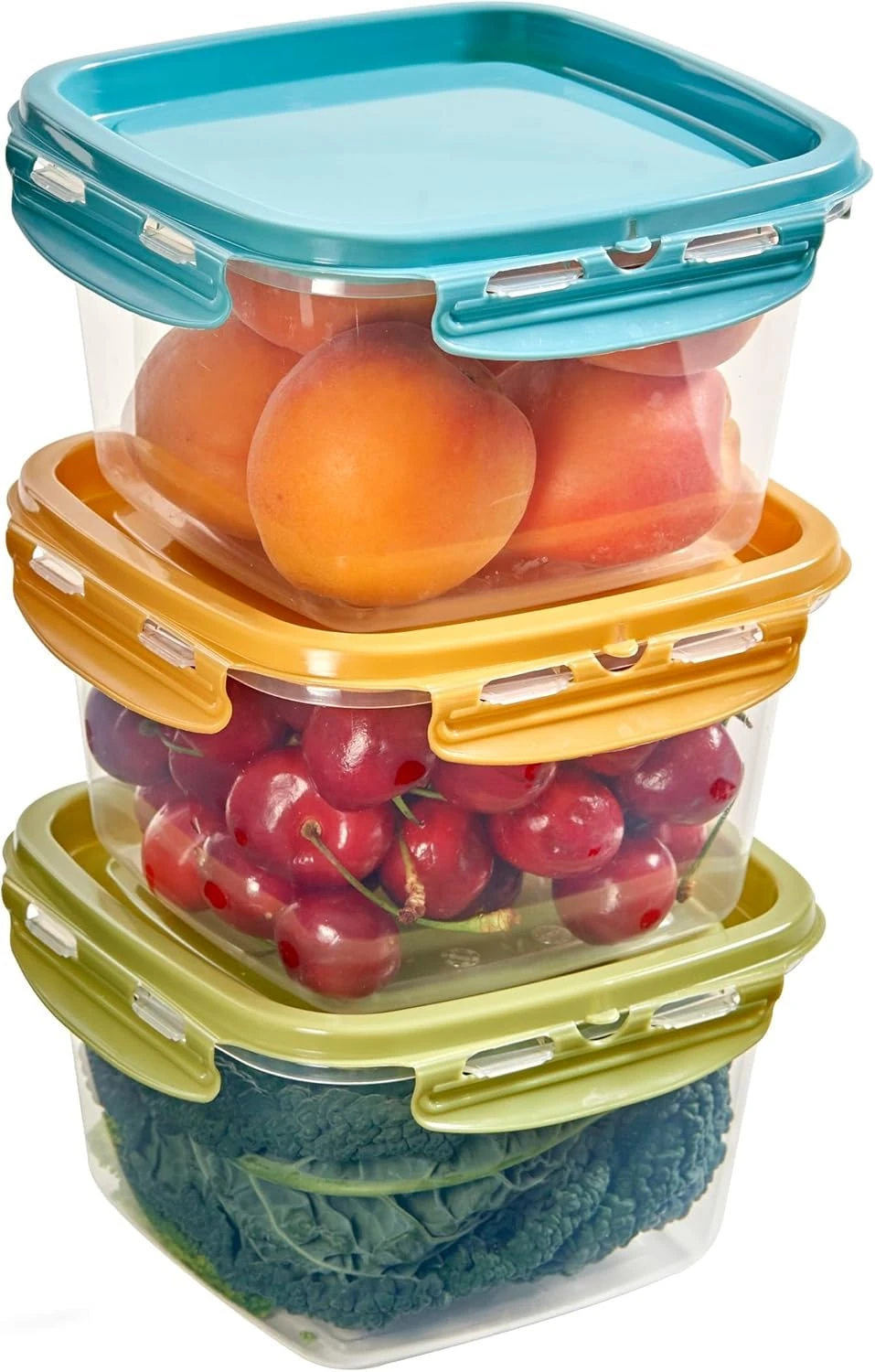 Snips, SnipsLock MIXCOLOR, Set of 3 Food Containers, 3 x 1 LT, Square, 14.7 x 14.7 x 12 cm, Made in Italy