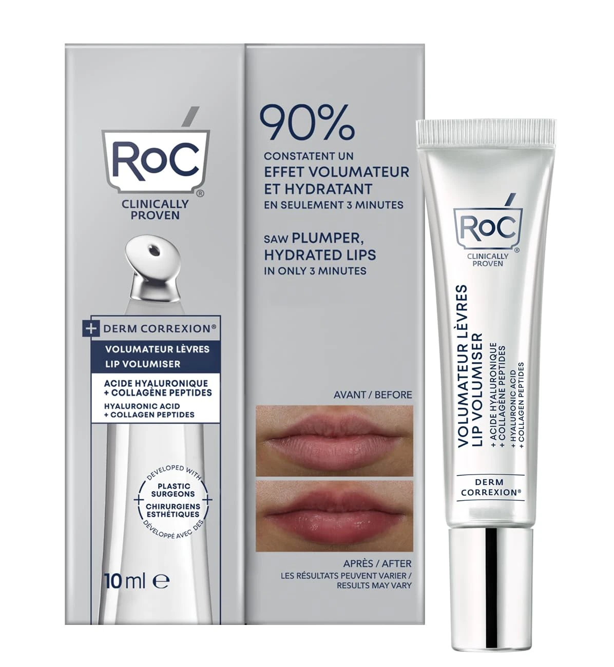 RoC Derm Correxion Lip Volumizer | Plumping Balm with Hyaluronic Acid & Collagen Peptides | 10 ml