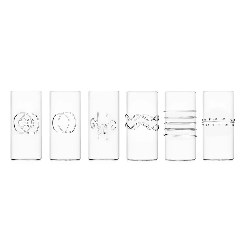Ichendorf Milano Set of 6 Long Drinks, Decò Collection, 40 cl, Borosilicate Glass, Handmade
