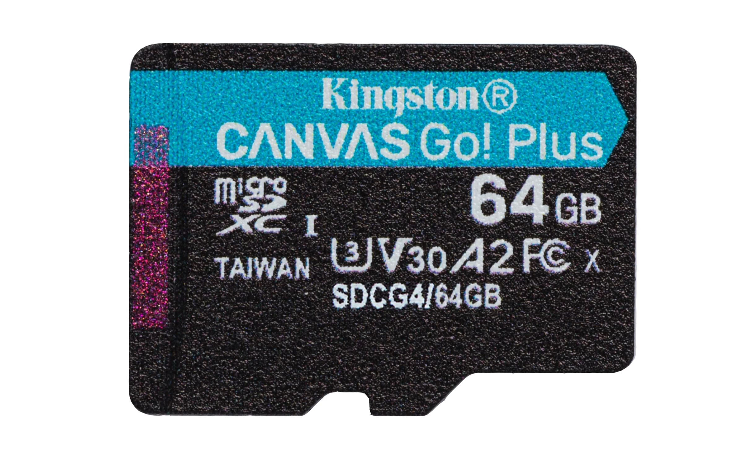 Kingston Canvas Go Plus microSDXC Memory Card Gen4 200MB/s A2 U3 V30 64GB Single Pack w/o ADP Card only-SDCG4/64GBSP