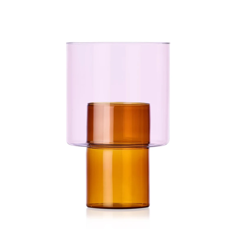 Ichendorf Milano Vase B, Boreale Collection, H20.5 cm, Amber - Pink, Borosilicate Glass, Handmade